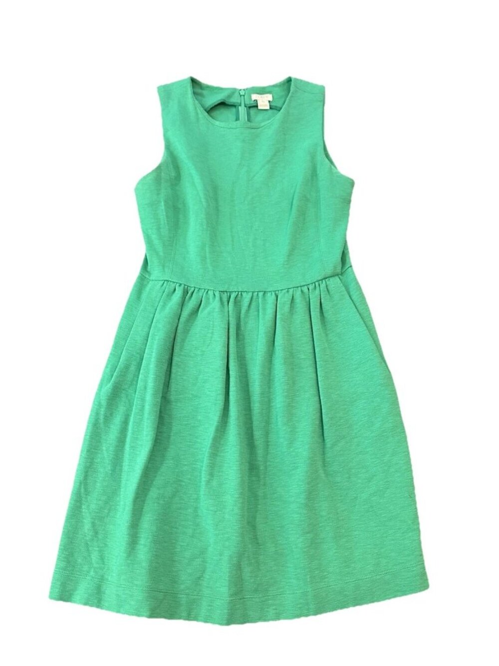 J. Crew Factory Emerald Kelly Green Tank Dress XS Fit Flare Cotton Preppy Office